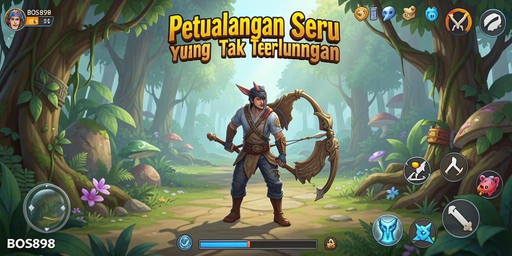 Tangkapan layar gameplay menampilkan karakter menjelajahi dunia petualangan.