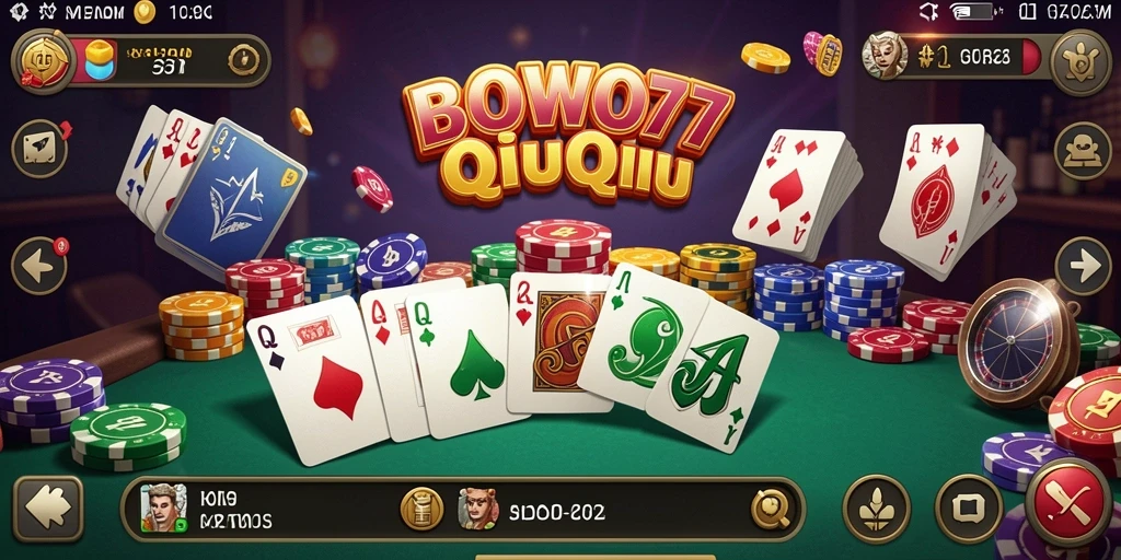 Screenshot BOWO77 menampilkan gameplay QiuQiu yang penuh aksi.