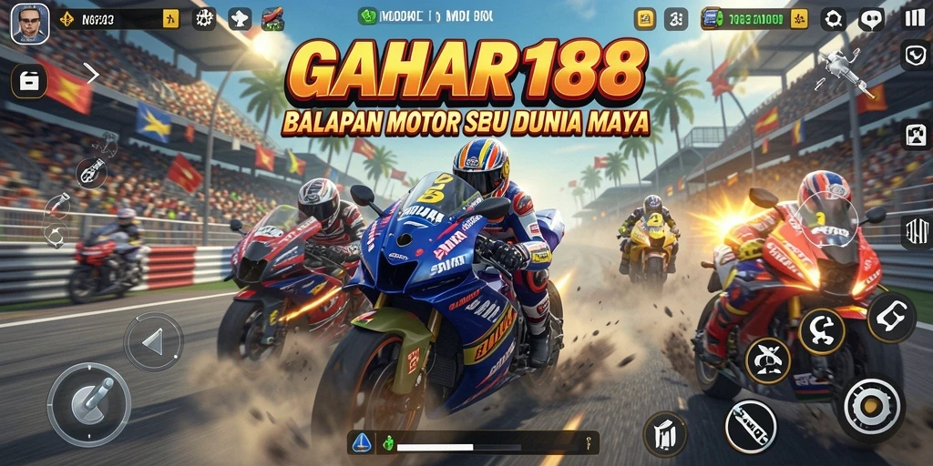 Tampilan gameplay GAHAR188 yang mendebarkan saat balapan motor.