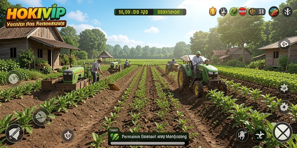 Tampilan gameplay HOKIVIP yang menarik saat mengelola pertanian.