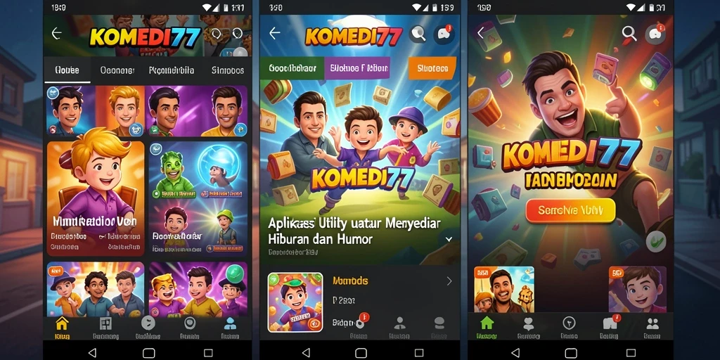 Tampilan screenshot KOMEDI77 yang menampilkan berbagai konten humor.