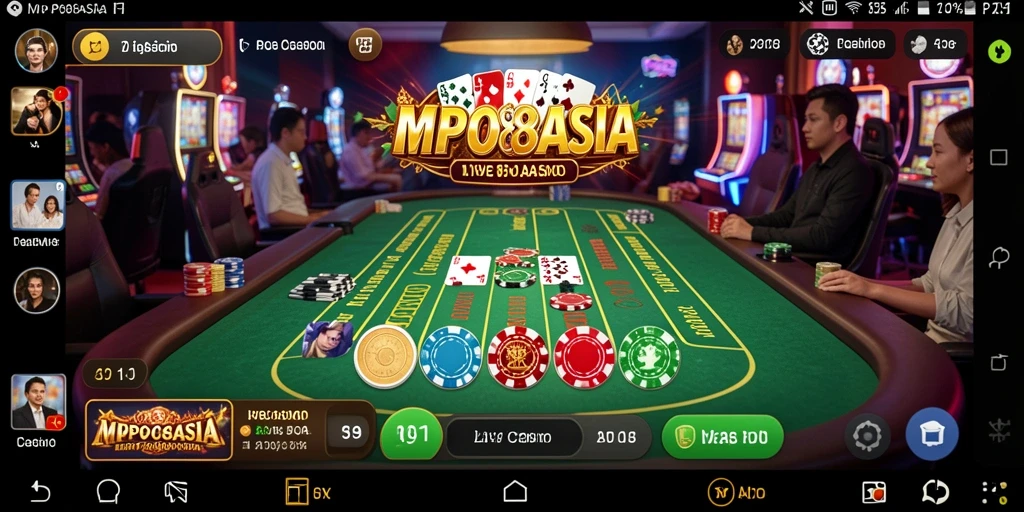 Screenshot gameplay MPO88ASIA menunjukkan dealer langsung berinteraksi dengan pemain.