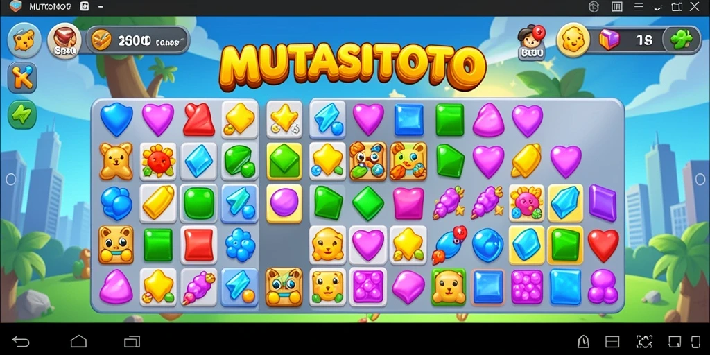 Tampilan gameplay seru MUTASITOTO dengan kombinasi gem yang memukau.