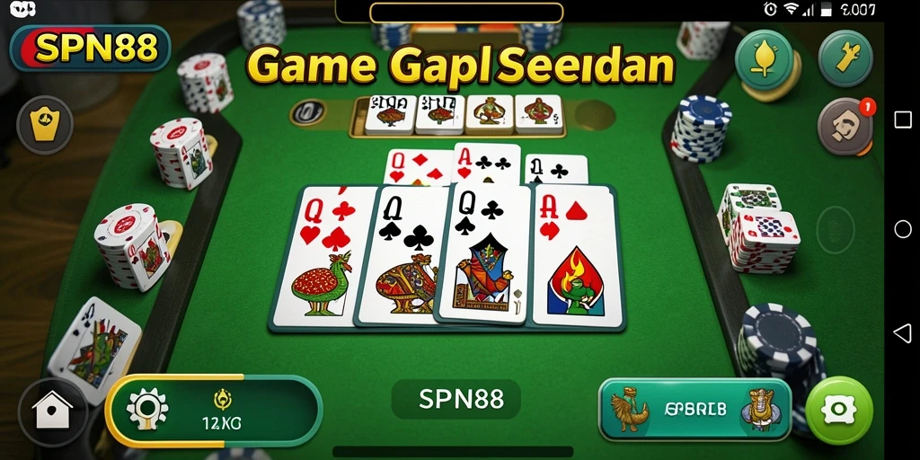 Tampilan gameplay Gaple yang seru dan interaktif dalam SPN88.
