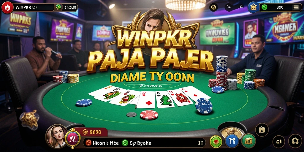 Tangkapan layar gameplay <strong>WINPKR</strong> menampilkan suasana kasino yang menegangkan.